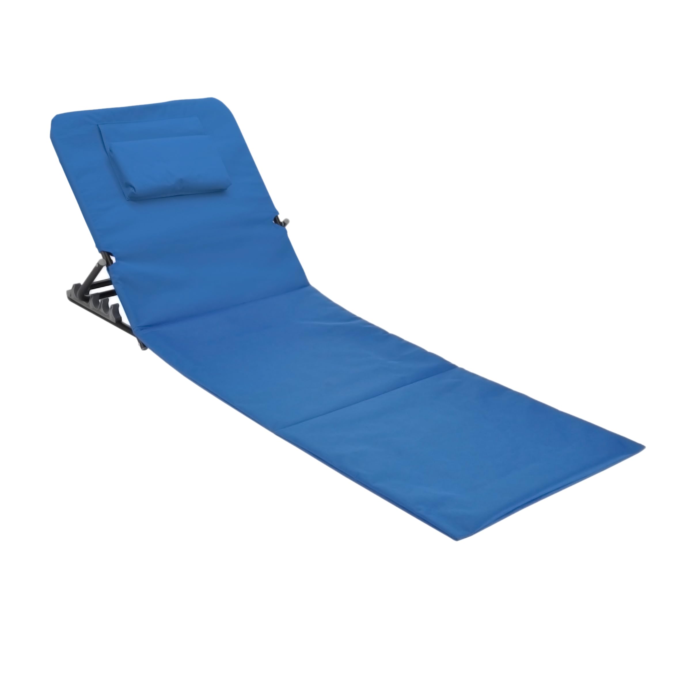 Spetebo Tapis de plage avec coussin pliable bleu avec dossier réglable pour jardin, camping, pique-nique, voyage, vacances
