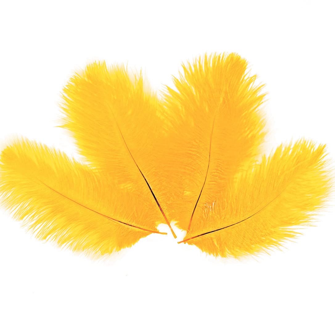 Little Snow Direct 10PCS Ostrich Feathers Plumes Fluffy 6-8 Inches Long - Gold