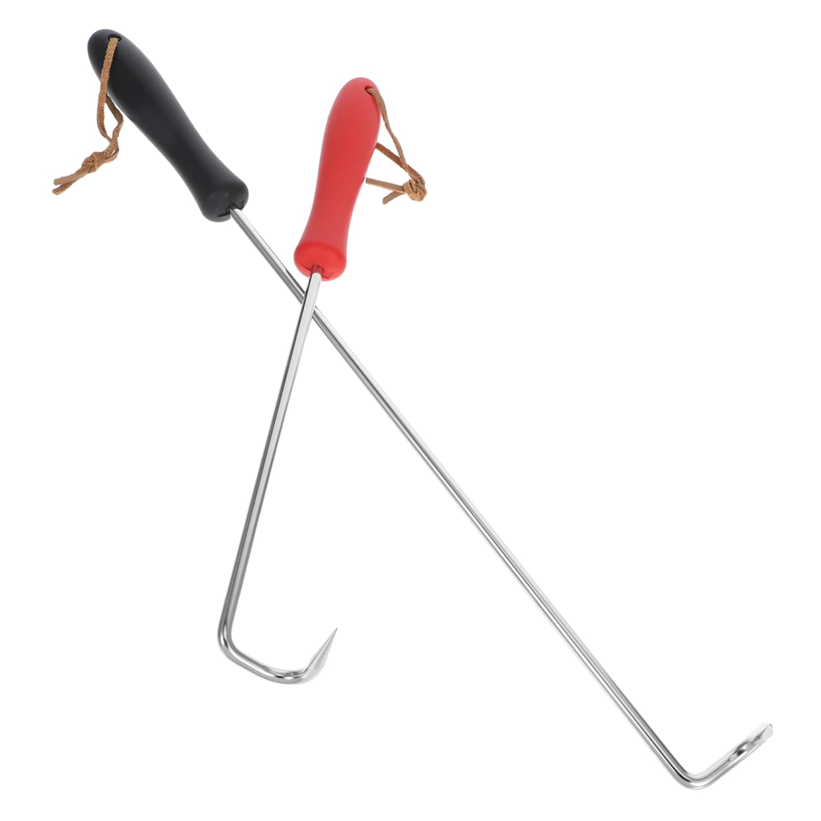 Milisten 2Pcs Bbq Food Turner Hooks Durable Stainless Steel Meat Flipper with Plastic Handle for Grilling Smoking Dual Options for Outdoor Cooking