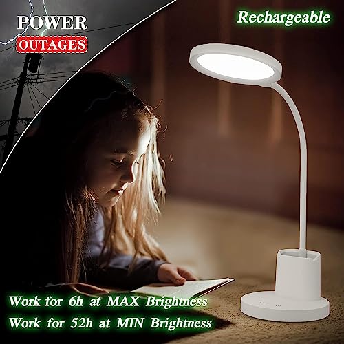Image of LED Night Light Desk Lamp Eye Protection LED Lamp Flexible Bedside Table Desk Lamp LED Reading Desk Light with USB Charging Multi-Function Socket (Round Study Lamp with Pen Holder)