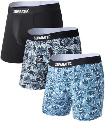 Separatec Mens Underwear Dual Pouch Boxer Briefs Anti Chafing Multipack