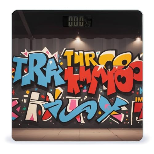 Báscula digital de baño Graffiti Hip Hop con plataforma amplia miniatura 1