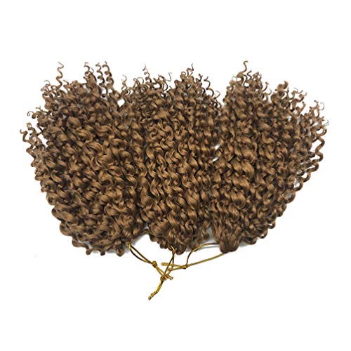 Coolbers 3 piezas Afro rizos Trenzas de ganchillo marrón Extensión del pelo Sintético Marlybob Trenzas de ganchillo para las mujeres (8 pulgadas, 27)