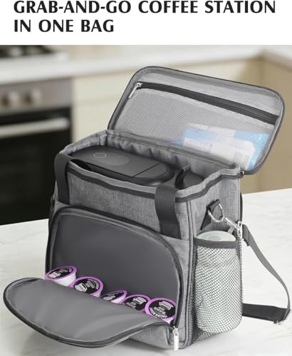 Image of JISHAHS Travel Carrying Bag for Keurig K-Mini Mate Coffee Maker, Single Serve Coffee Brewer Portable Storage Bag with 3-Way Carry, Padded Multi-Pocket Storage Accessories