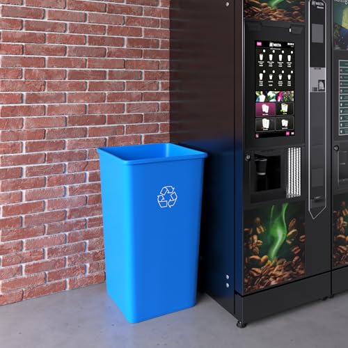 Image of 50 Gallon Blue Square Commercial Trash Garbage Can | Outdoor Office Restaurant School Kitchen