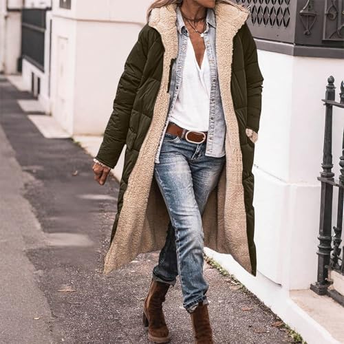 Damen Winterjacke Winter Casual Einfarbig Steppjacke Langarm Teddyfleece Jacke Mit Reissverschluss Hooded Fleecemantel Mit Taschen Windbreaker Steppmantel Freizeit Baumwolle Parka Softshellmantel