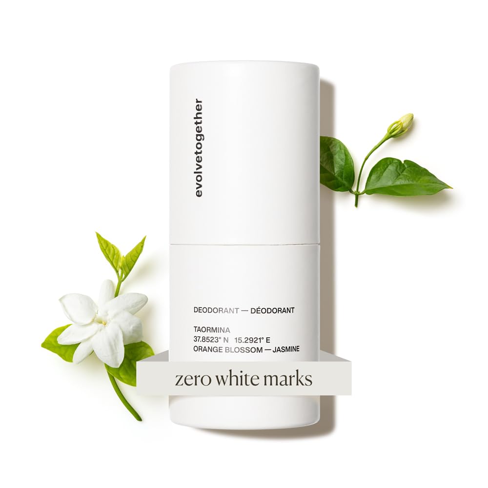 evolvetogether Aluminum Free Natural Deodorant for Women & Men | Geranium & Jasmine | Neutralizes Odors, Soothes Skin | Vegan, Cruelty-Free, Baking Soda Free | Made in USA (Taormina, 1.69 Oz)
