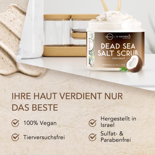 Körperpeeling Salt Body Scrub Peeling Gesicht Peeling Körper Coconut mit Vanilla Feuchtigkeitsspendend Eingewachsene Haare Körner Totes Meer Salz Dead Skin removal Frauen Männer 500g – Bild 6