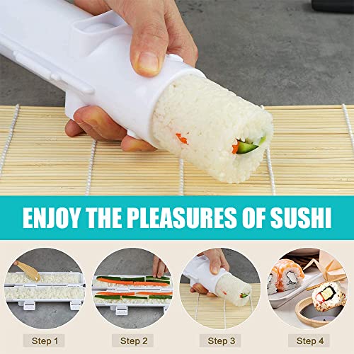 Sushi Making Kit For Beginners - 21 Piece Diy Sushi Roller Kit With Bamboo Sushi Rolling Mat, Sushi Bazooka, Chef's Knife, Chopsticks, Holder - Best Starter Sushi Kit (Green) #TOP2