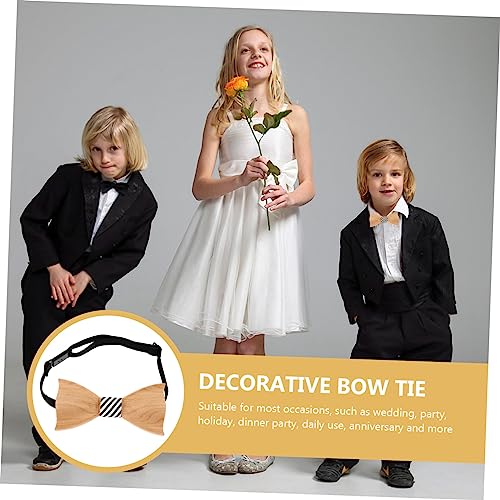 PartyKindom Children's 3D Wooden Bow Tie for Boys and Girls Formal Tuxedo Accessory for Parties Pre-tied Classic Style4