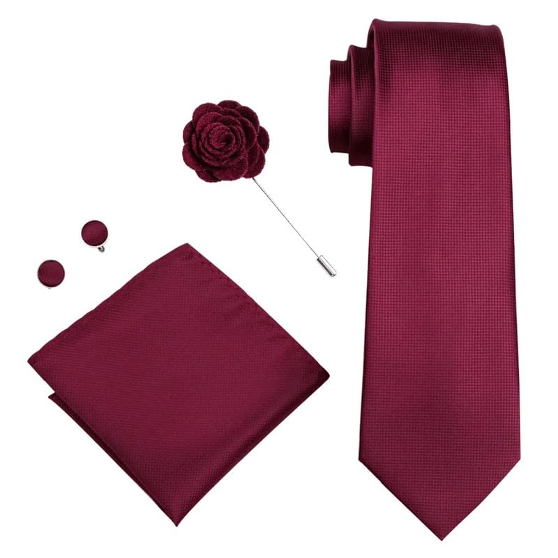 Set de corbata con pasador, pañuelo y gemelos de seda miniatura 2