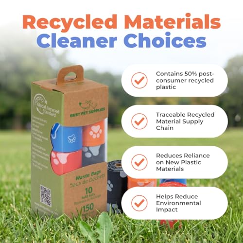 Image of Best Pet Supplies Dog Poop Bags for Waste Refuse Cleanup, Doggy Roll Replacements for Outdoor Puppy Walking and Travel, Leak Proof and Tear Resistant, Thick Plastic - Assorted (Scented), 150 Bags