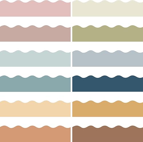 Bordes coloridos de 236 pies para tablón de anuncios, borde troquelado de arco iris, bordes festoneados para decoración de tablones de anuncios y