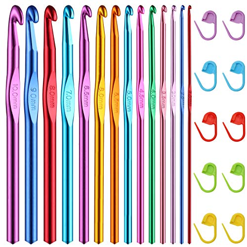 24 pcs crochet hooks knitting kit, crochet hooks needles set, col…