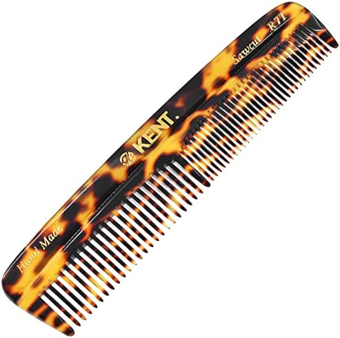 Kent R7T Fine and Wide Tooth Hair Comb, Handmade Pocket Comb for Men, Best Beard Comb and Mustache Comb for Grooming and Styling, Sawcut Kent Comb, Kent Combs for Men Made in England (Yellow Tokyo)