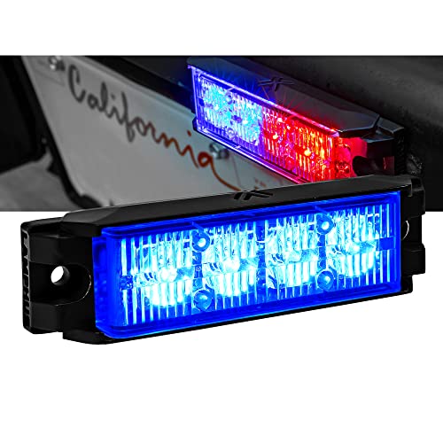SolarBlast 4W BLUE LED Flashing Strobe Light Head [22 Flash Mode] [TIR] [Multi Units Sync-able] [Surface-Mount] Grille Police Lights for Emergency Vehicles Truck Volunteer Firefighters