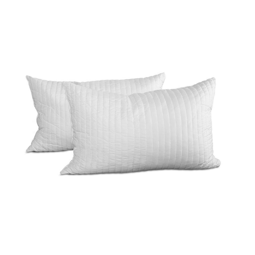 EVERGREENWEB Cuscini Letto Coppia 40x70 in Fiocco Memory Foam Alti 12 cm, Fodera Bianca Trapuntata, Imbottitura Morbida Anallergica Effetto Piuma D'Oca, Ideali per Dormire in Tutte Le Posizioni