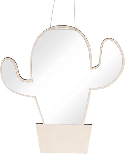 NOLITOY Espejo de forma de cactus Decoración decorativa de espejo de madera para decoración de habitación de guardería