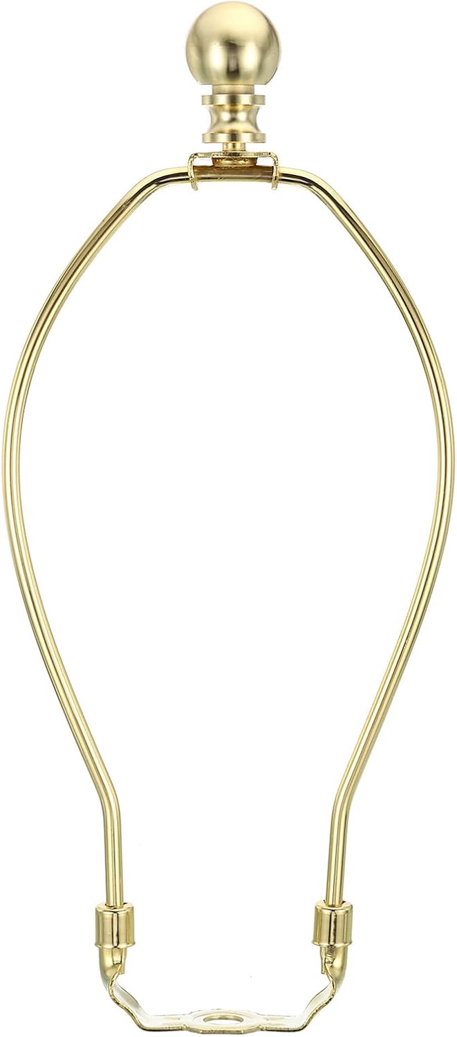 PATIKIL 9 Inch Lamp Harp Kit with Finial, 1 Set Detachable Shade Bracket Holder, DIY Lighting Accessories for Table Floor Lamps, Gold Tone
