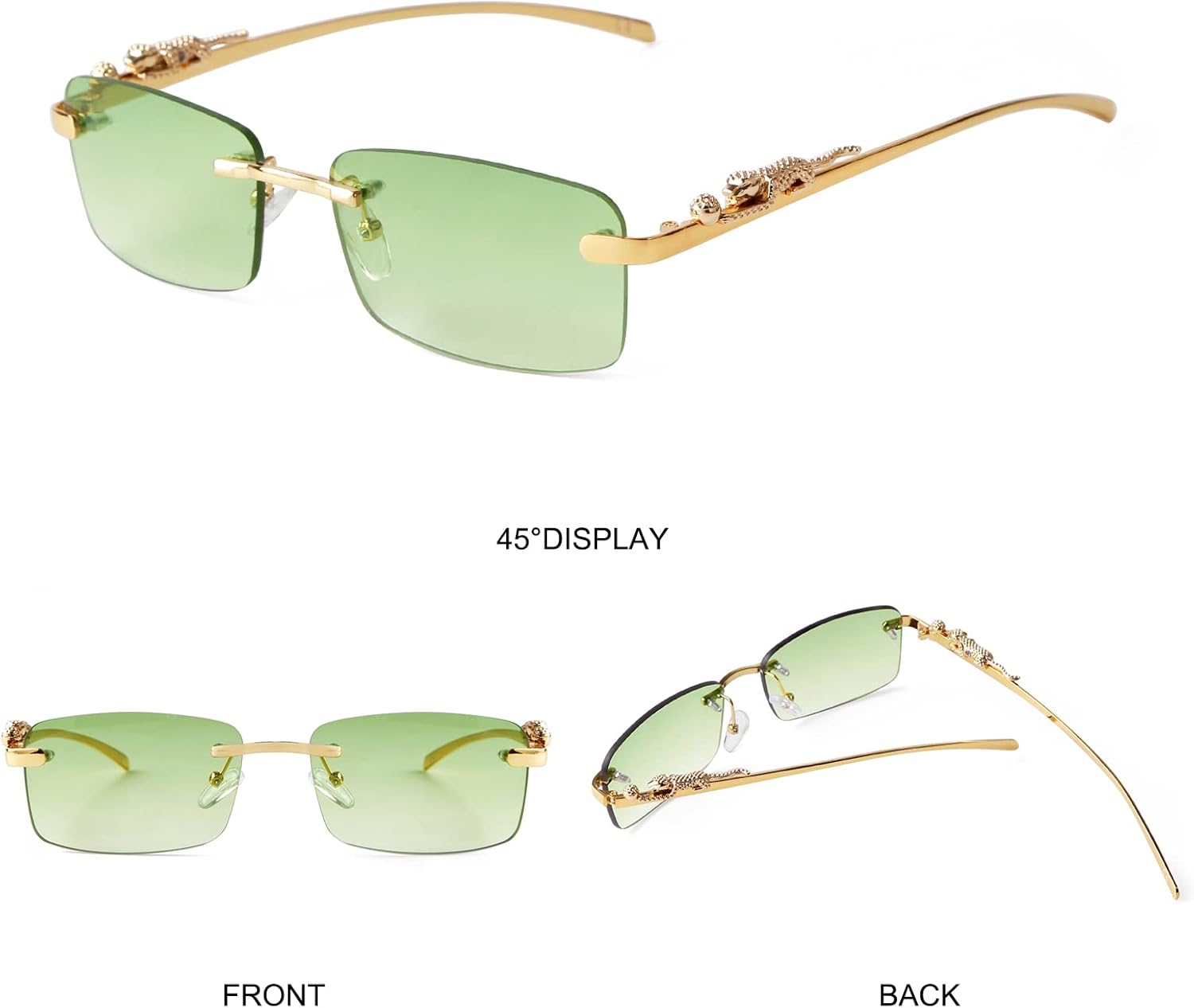 ADE WU Vintage Rimless Sunglasses Retro Luxury Gold Metal Frameless Rectangle Colored Lens Sun Glasses - Image 6