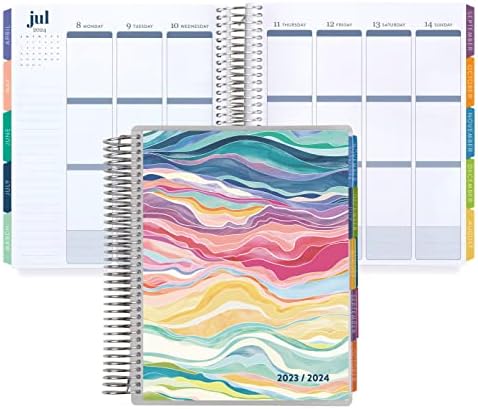 7" x 9" Platinum Spiral Coiled Life Planner (July 2023 - June 2024) - 2023 Layers Colorful Classic Cover + Inspire Interior Pages. Vertical Weekly & Monthly Agenda by Erin Condren