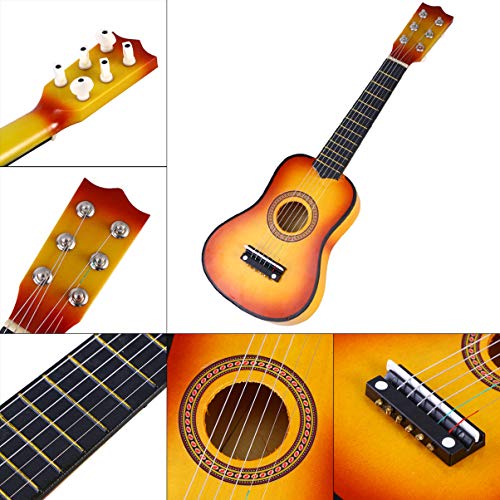 Kisangel 1Pc 21 Inch 6 String Guitar Wooden Guitar Folk Guitar Vintage Style Acoustic Guitar For Kids Beginners(Sun Color) #TOP7