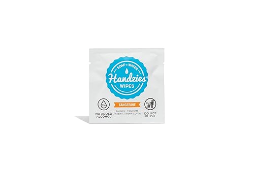 Miniatura 3 de Handzies Toallitas de mano de agua y jabón natural, empaquetadas individualmente, sin alcohol, hipoalergénicas, aroma a mandarina, 100 unidades