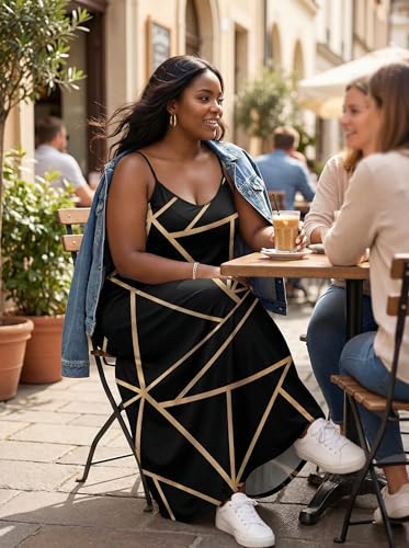 Image of SUZONANA Women Plus Size Summer Maxi Dress Spaghetti Strap Loose Sundress