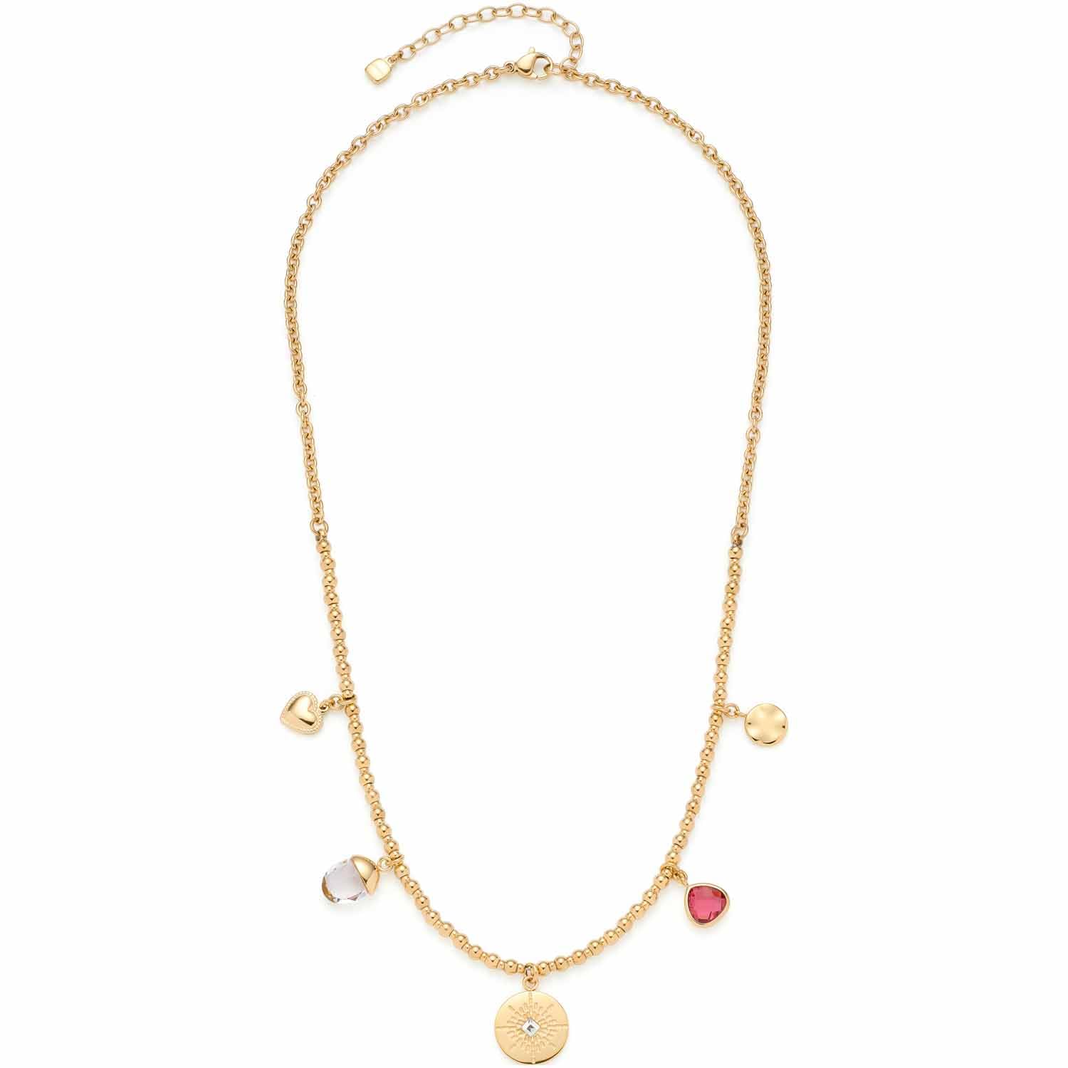 Leonardo Jewels Giselle 023214 - Collana da donna in acciaio inox IP oro, con 5 piccoli ciondoli, lunghezza 45-50 cm, idea regalo per donne, 45, Acciaio inossidabile, Nessuna pietra preziosa