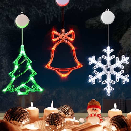 Lumières de fenêtre de Noël LOLStar clochette sapin flocon pour embellir votre maison