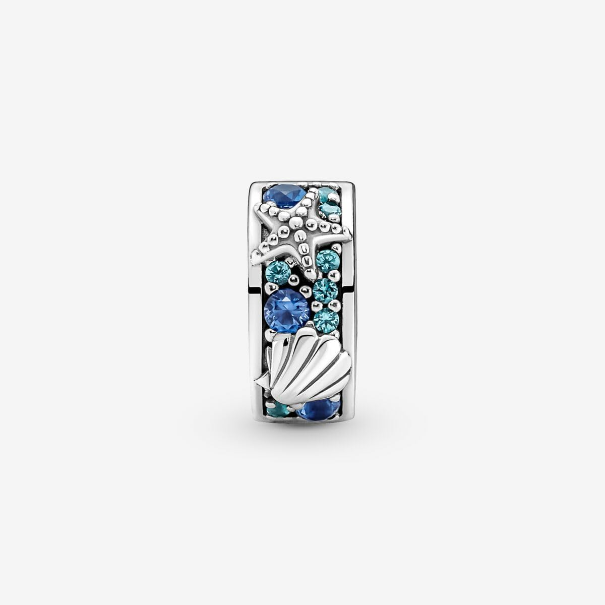 PANDORA Tropical Starfish & Shell Clip Charm - Bracelet Charm for PANDORA Moments Bracelets - Stunning Women's Jewelry - Gift for Women - Made with Sterling Silver & Man-Made Crystal - With Gift Box