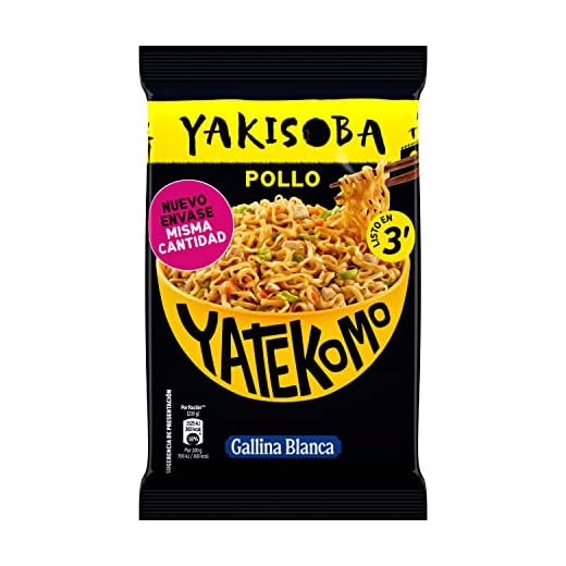 GALLINA BLANCA Fideos Orientales YAKISOBA Classic | Preparado de Noodles Orientales. Receta Japonesa con Verduras y Salsa Oriental. Fácil y Rápido: Listo en 3 Minutos - Sobre de 93g, 1 ración