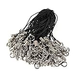 50 PCS Black Lobster Claw Clasp Cords, Lanyard Split Ring Straps for Cell Phone Charm/USB Flash Drive/Keychain/Handmade Jewelry Accessories Lariat Lanyards