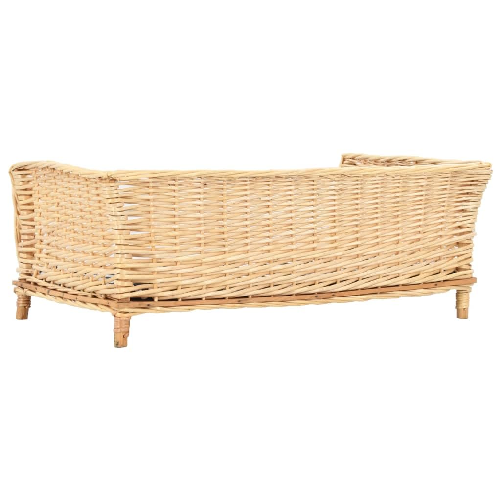 Cuccia per cani realizzata a mano con cuscino, 90 x 54 x 35 cm, in vimini naturale, rimovibile, per un riposo tranquillo, antiscivolo, per interni e viaggi