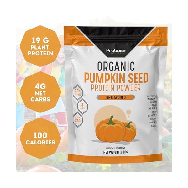 Probase Nutrition Organic Pumpkin Seed Protein Powder, Plant Based, Vegan, Unflavored