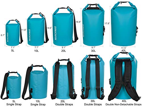Marchway Floating Waterproof Dry Bag 5L/10L/20L/30L/40L, Roll Top Sack Keeps Gear Dry For Kayaking, Rafting, Boating, Swimming, Camping, Hiking, Beach, Fishing (Teal, 10L) #TOP1