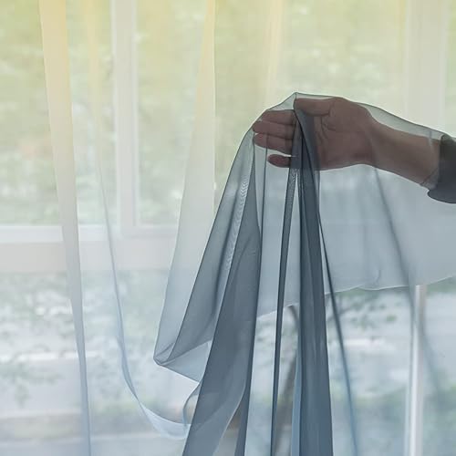 Vista 87 de Cortinas traslúcidas blancas para ventana de 95 pulgadas de largo, juego de 2 paneles de cortinas traslúcidas blancas para ventana con bolsillo