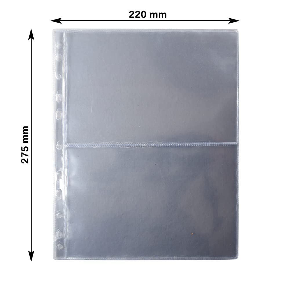 Mintage World Plastic Pocket Sheet with 2-Way Division for Currency Notes, Documents, FDCs and Stamp Sheets - Transparent | 220 x 275 mm | Pack of 5 2