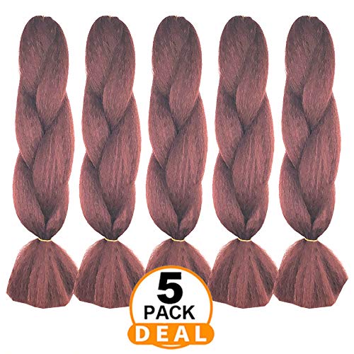 Bng Classic Braiding Hair 25 Inch 100% Kanekalon Jumbo Synthetic Bulk Braiding Hair Extensions For Goddess, Box Braids, Twists, Faux Locs, Crochet Braids 5 Pack (Color #350) #TOP4