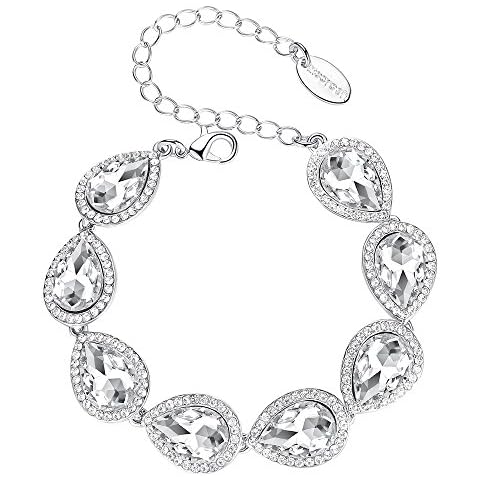 mecresh Flower Teardrop Clear Austrian Crystal Bracelet for White Day Cover