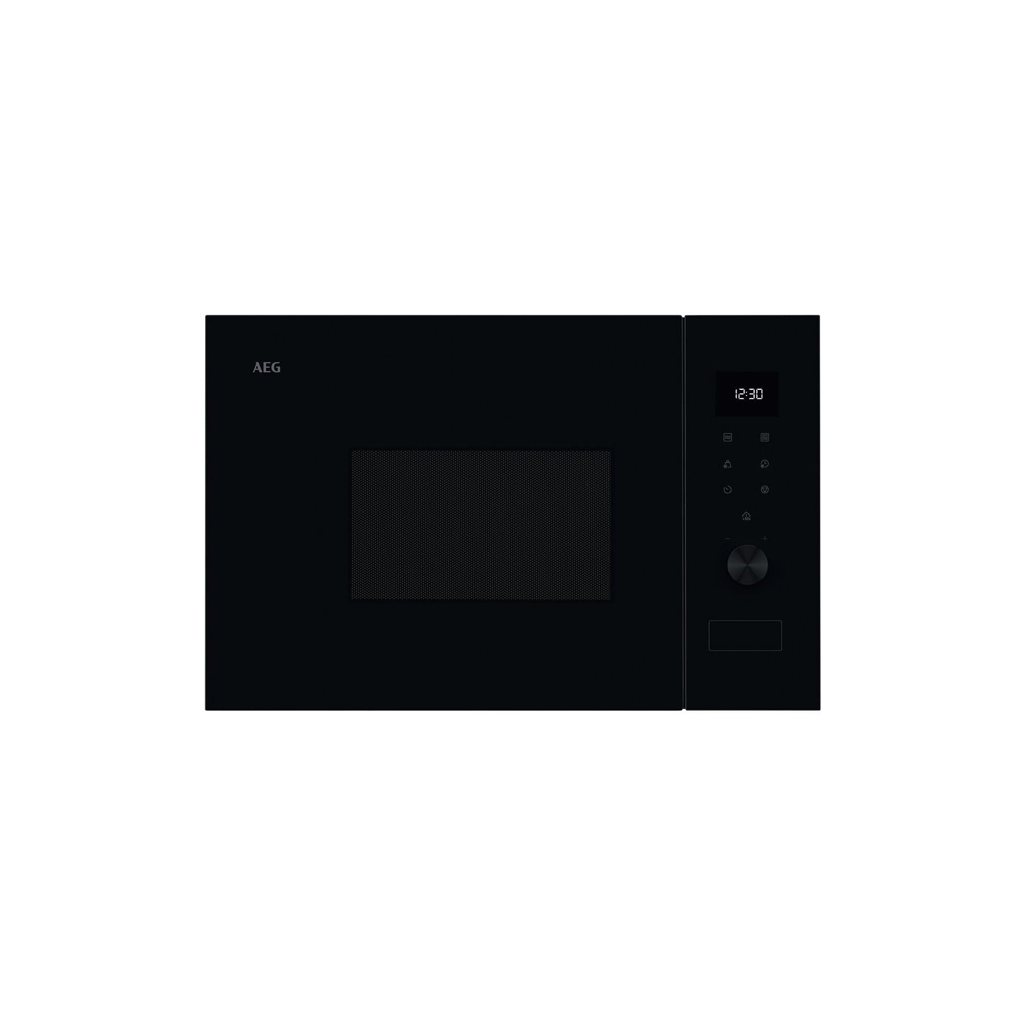 AEG OS5MG20EB Horno Microondas Integrable, 20 L, 800 W, Función Grill, Display LED Táctil, Apertura Electrónica, Color Negro con Acabado Inox Antihuellas