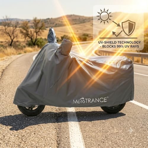 Image of Mototrance Waterproof Two Wheeler Cover for All Activa,Scooter, Scooty & Bikes Upto 150CC | Anti Dust, 100% Waterproof, Heat Resistant, UV Proof |Mirror Pocket Bike Body Cover |Aero Grey