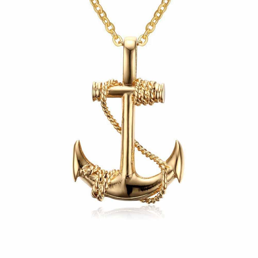 JczR.YAnchor Necklace for Men Women Cross Anchor Necklace Pendant Retro Navy Soldier Surfer Anchor Necklace Blue Ocean Summer Beach Necklace Jewelry Gifts