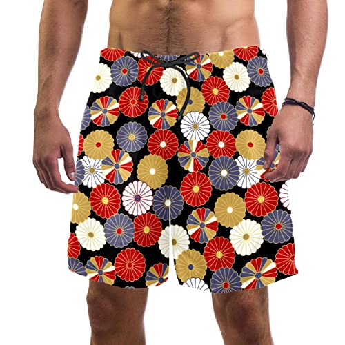Maillot de bain pour hommes JDEZ à motif fleurs japonaises pour rester au sec