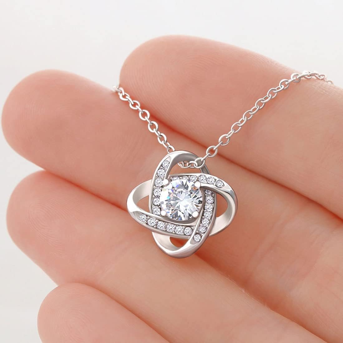 Bubble Hugs Mother Necklace Silver Plated Love Knot Standard - Dear Mom I Love You So Much - Relationship for Mommy Grandma Wife from Daughter Son