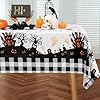 MikiUp Halloween Tablecloth Castle Ghost Decorative Rectangle Table Cloth Holiday Fabric Table Cover for Party Picnic Dinner Decor Black 60 x 84 Inch