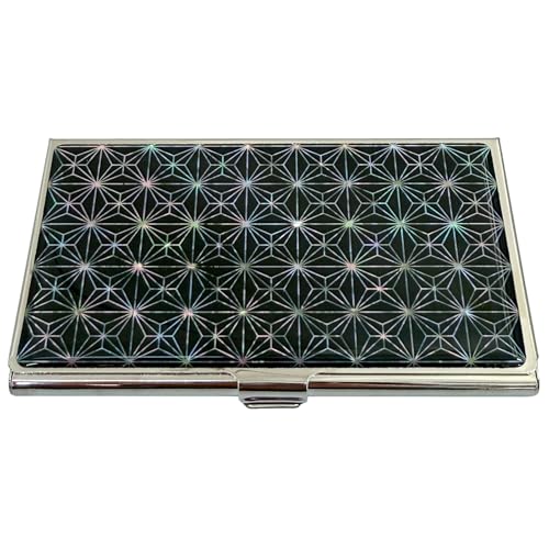 Image of Mother of Pearl Business Card Case Credit Id Name Holder Travel Wallet Art Painting Design Metal Stainless Steel Engraved Slim Purse Pocket Cash Money Wallet (N Mum Slim)