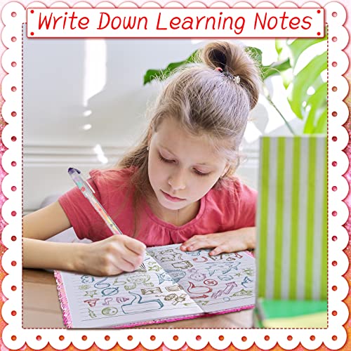 Image of Outus 4 Pcs Sequin Girls Journal Valentines Journal Gift with Color Gel Ink Pens Glitter Notebook Flip Writing Diary for Kids Girl Writing Drawing Travel Gifts(AB Color,Heart)