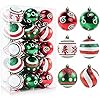 236 Christmas Balls Ornaments 30PCS Plastic Christmas Tree Ornaments Balls 2024 Christmas Ornaments White Green and Red Hanging Decorations Shatterproof Ornaments for Christmas
