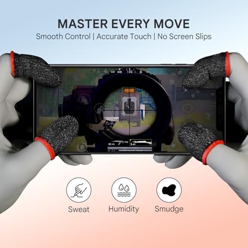 Image of Humble Mobile Gaming Thumb & Finger Sleeves, Anti-Slip Sweat-Proof High Precision Touch-Sensitive for PUBG, BGMI, COD Mobile & Free Fire - Breathable, Washable & Universal Fit - 3 Pairs (6 Pcs)
